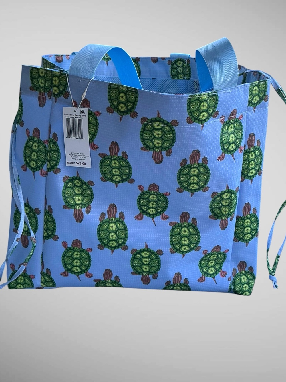 Vera Bradley ReActive Slow Dance Turtle Drawstring Family Tote NWT